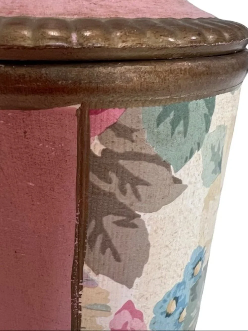 Vintage Ceramic Shabby Chic Floral Canister / Caddy with Pink Roses / Peony 9